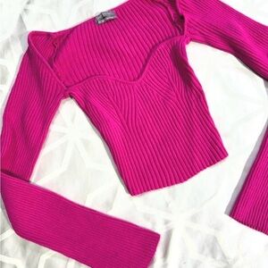 Urban Outfitters Fuchsia Ribbed Knit Top